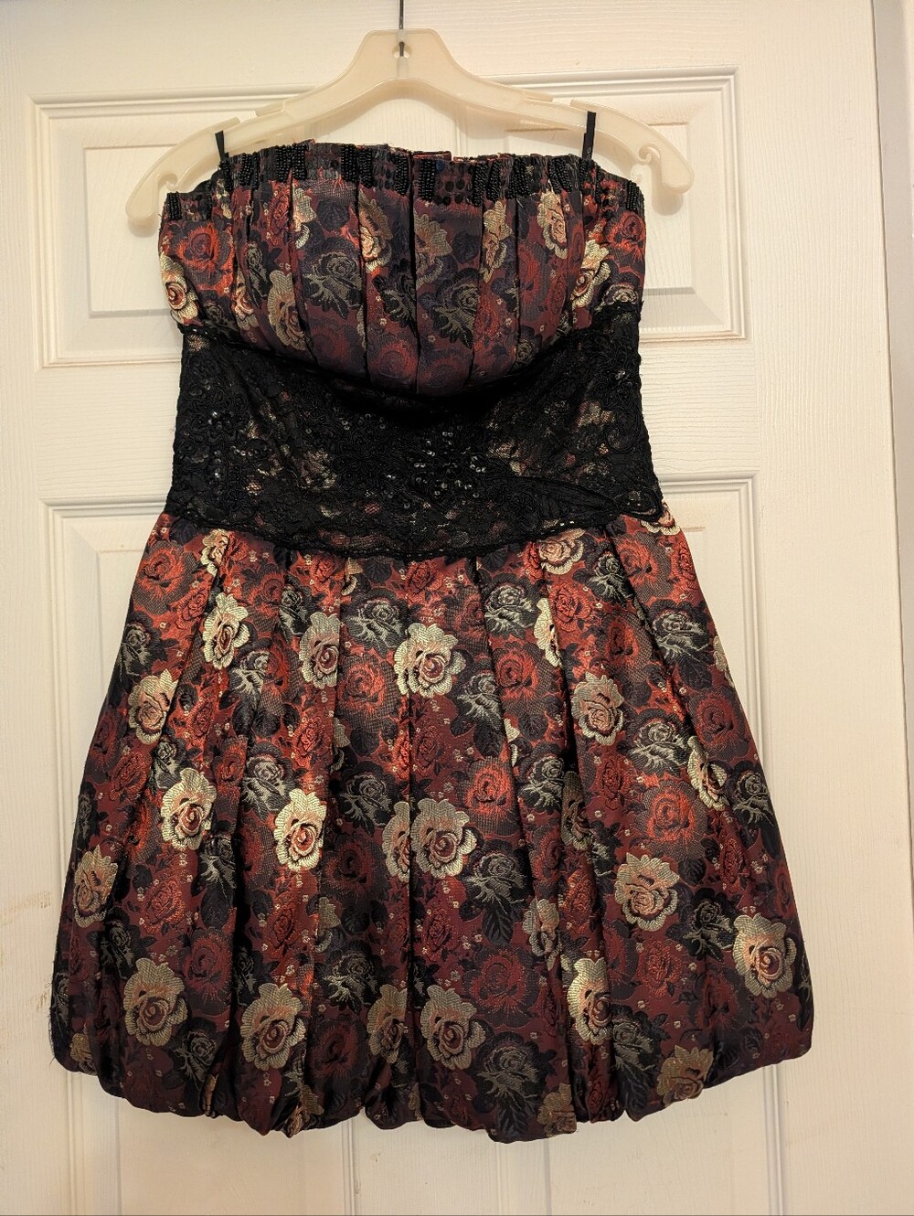 Bebe Strapless Floral Jacquard Party Dress
